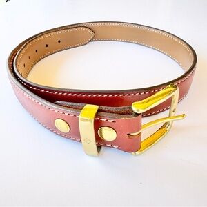 Aker Tan Brown Leather Belt with Gold Buckle size 38